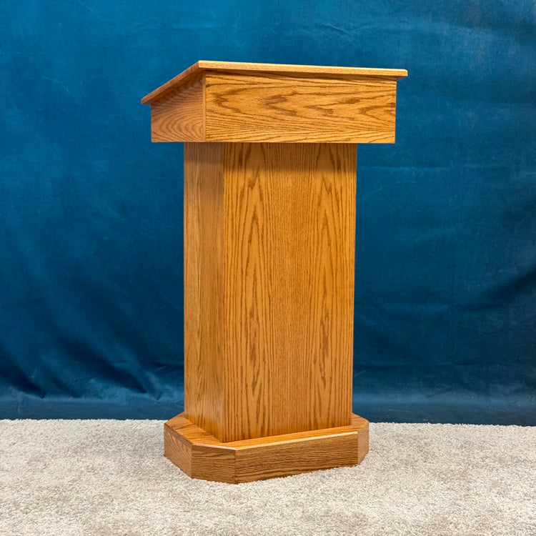 Senator™ Podium – Handcrafted Solid Oak Lectern with Storage & Mobility