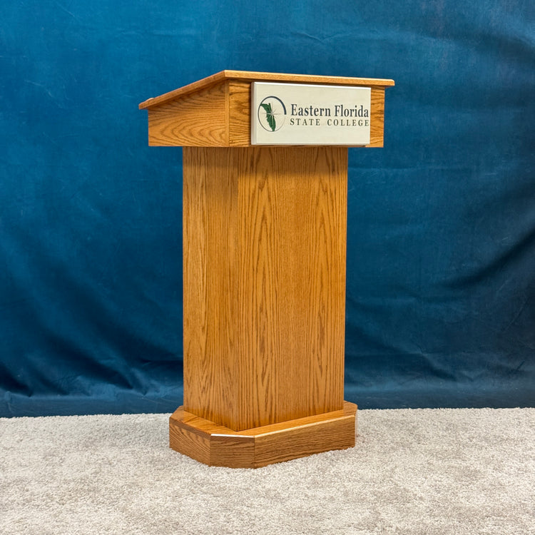 Senator™ Podium – Handcrafted Solid Oak Lectern with Storage & Mobility