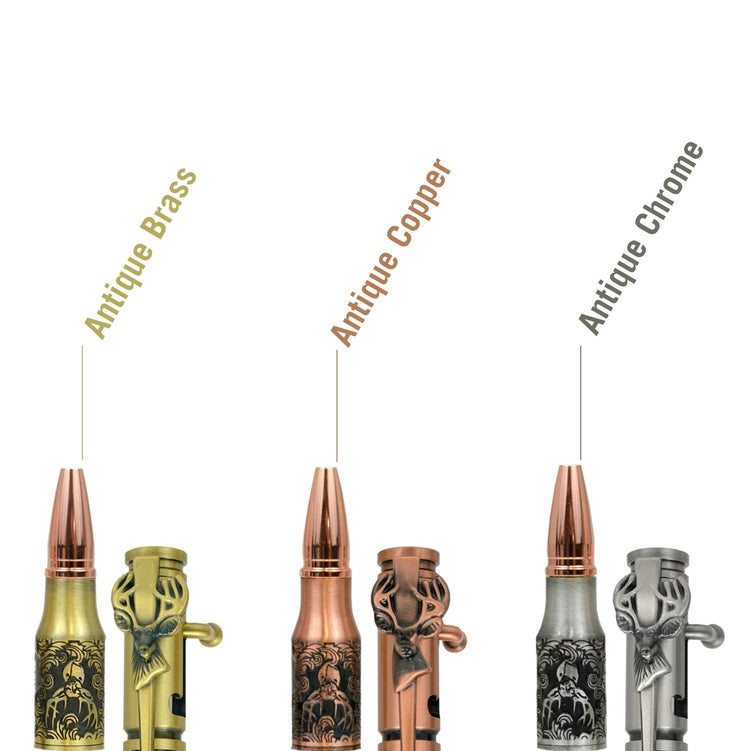 Handcrafted Bolt Action Ballpoint Pen with Deer Antler & Bullet Tip