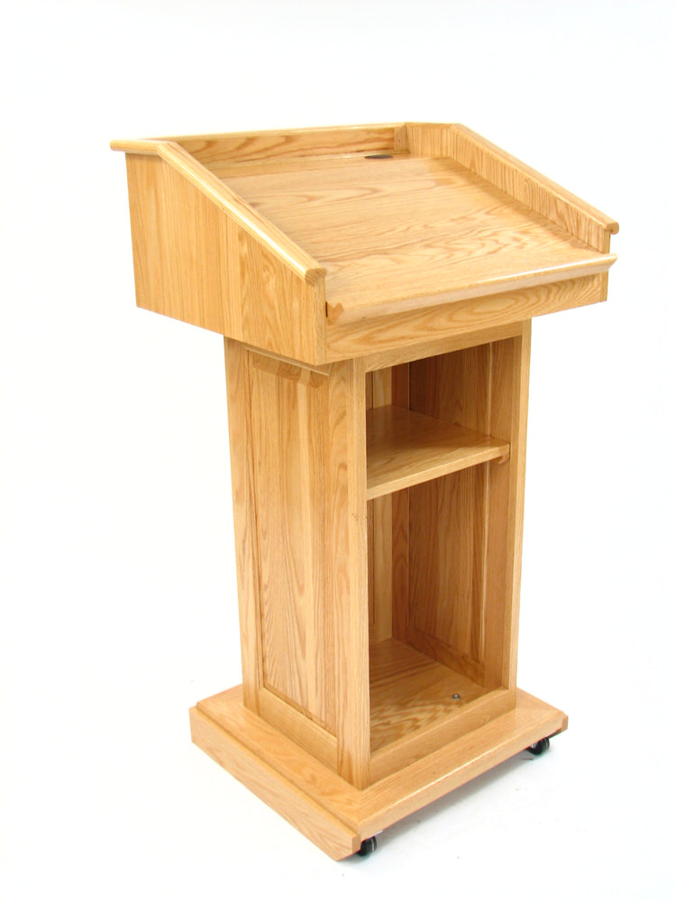 Counselor Swivel™ Podium with 45-degree swivel mechanism, adjustable work surface, and premium hardwood construction.