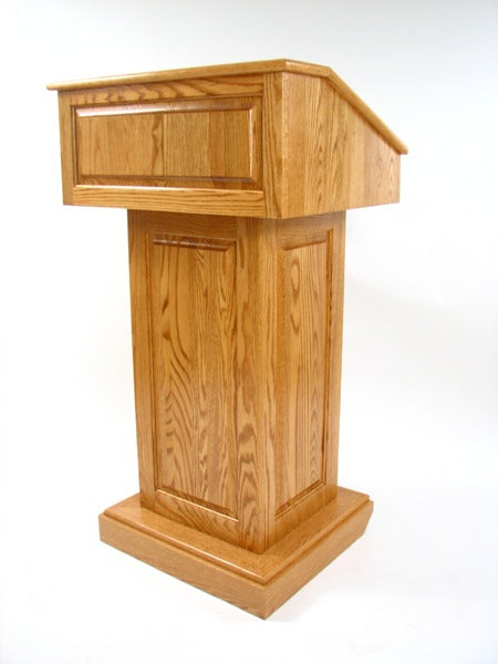 Counselor Swivel™ Podium with 45-degree swivel mechanism, adjustable work surface, and premium hardwood construction.