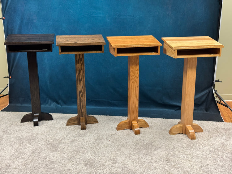 Pedestal Lectern PSS243 - Solid Oak Podium with Clear Natural Finish QUICK SHIP
