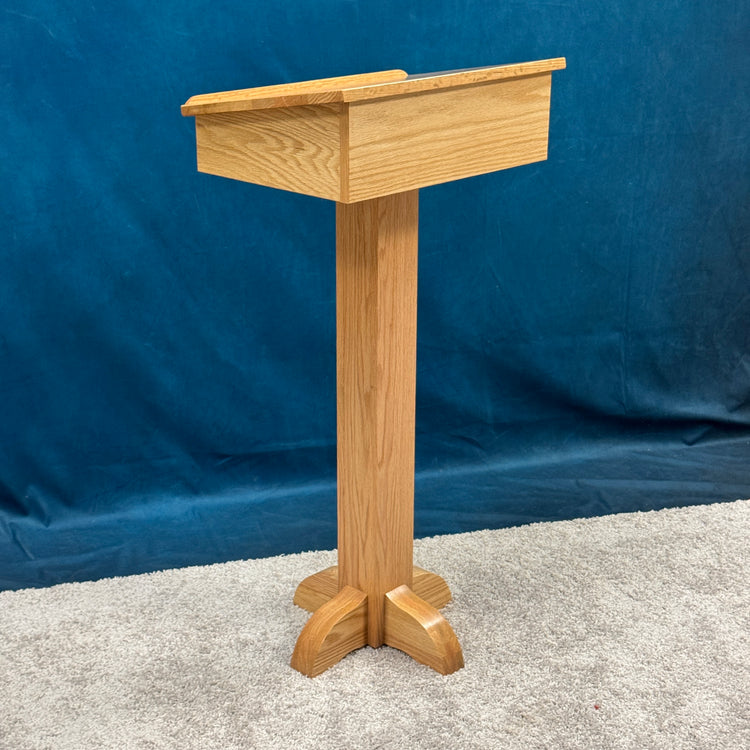 Pedestal Lectern PSS243 - Solid Oak Podium with Clear Natural Finish QUICK SHIP