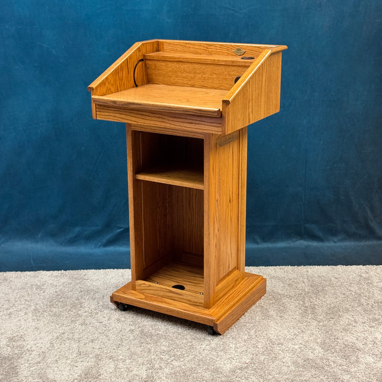Counselor™ Handcrafted Wood Podium - Oak with Early American Stain QUICK SHIP