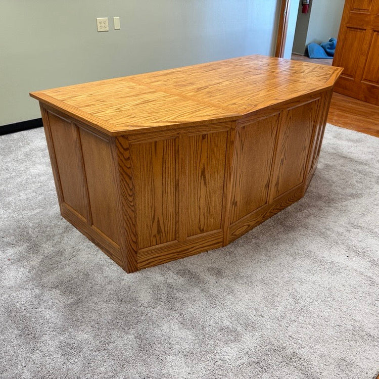 St. James Desk - 3 Faceted Solid Oak Office and Reception Desk