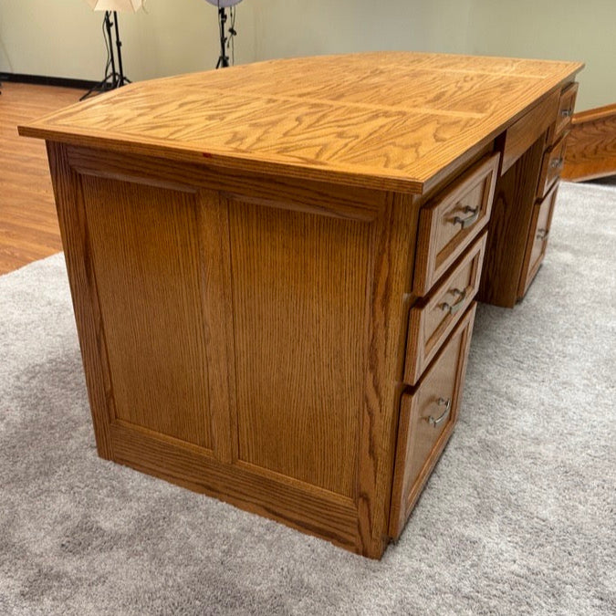 St. James Desk - 3 Faceted Solid Oak Office and Reception Desk
