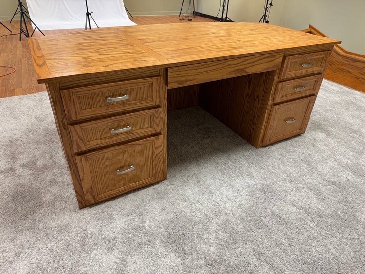 St. James Desk - 3 Faceted Solid Oak Office and Reception Desk