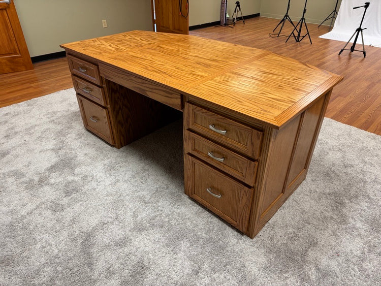 St. James Desk - 3 Faceted Solid Oak Office and Reception Desk