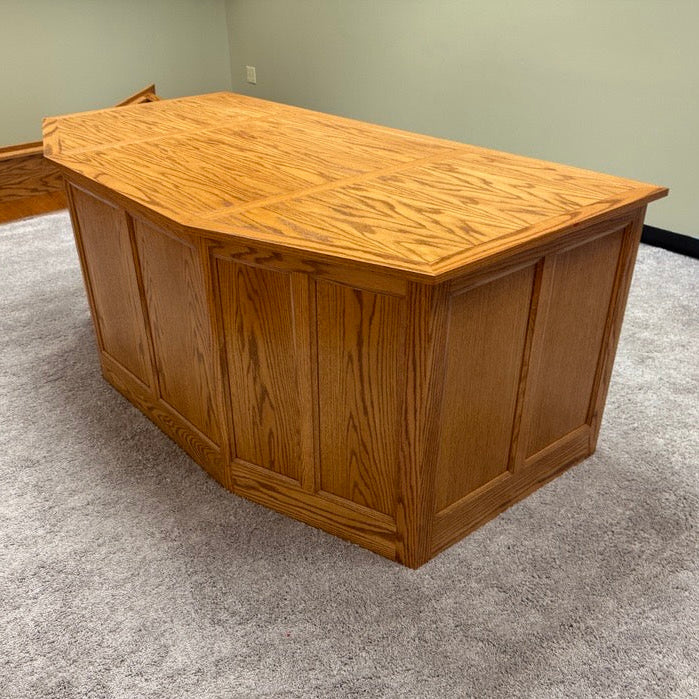 St. James Desk - 3 Faceted Solid Oak Office and Reception Desk