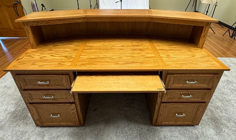 St. James Desk - 3 Faceted Solid Oak Office and Reception Desk