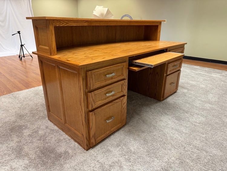 St. James Desk - 3 Faceted Solid Oak Office and Reception Desk