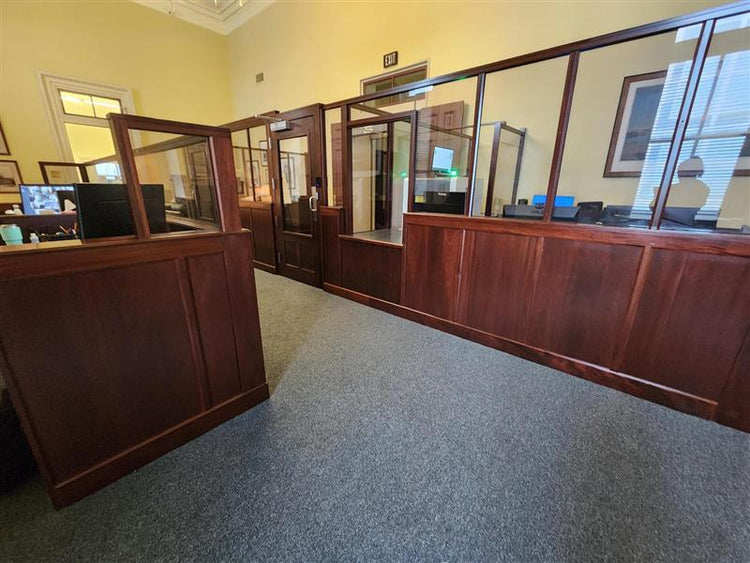 Full Vision Door – French-style bullet-resistant door featuring a full-length NIJ Level 3A polycarbonate window for security and elegance.