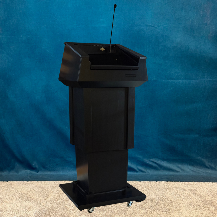 Presidential Lift™ Podium – Height Adjustable Wooden Lectern with Power Lift