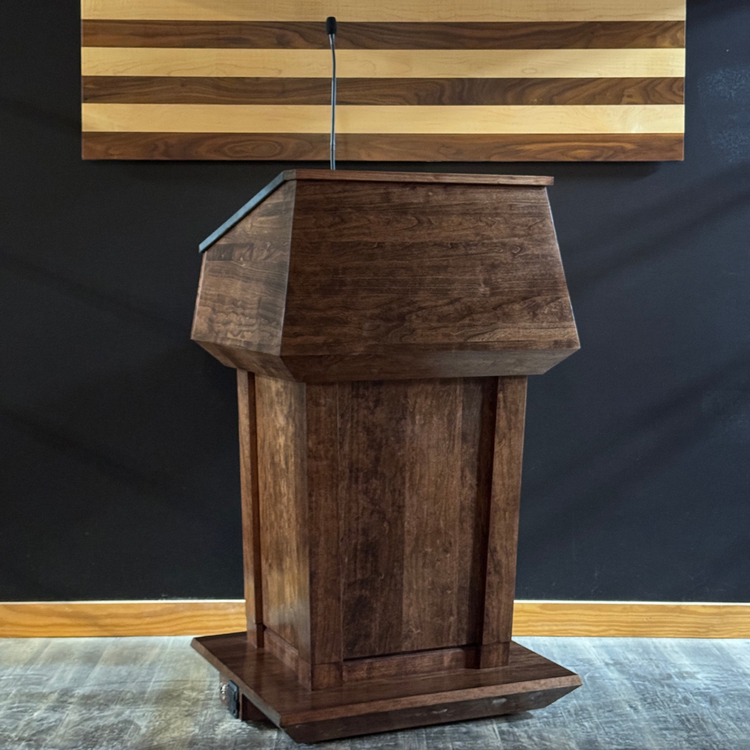 Presidential Lift™ Podium – Height Adjustable Wooden Lectern with Power Lift