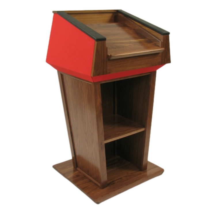 Presidential™ Bullet Resistant Lectern with solid hardwood construction, designed for secure and professional environments. Features sleek, modern design with a protective bullet-resistant shield, ideal for high-security settings like government offices or public events. American made durable