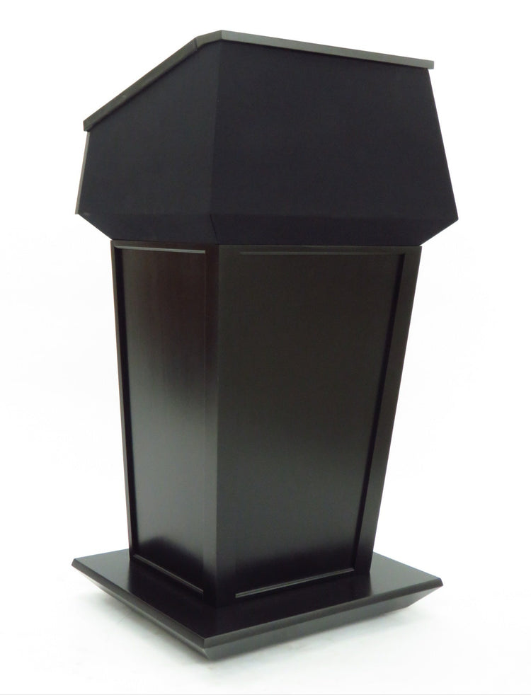 Presidential Plus™ Anti-Ballistic Lectern, designed with enhanced security features, featuring a sleek, solid wood construction with a polished finish. This durable lectern provides a professional, commanding presence while offering ballistic protection, making it ideal for high-security environments and formal settings." protective podium american podium durable security podium bulletproof podium