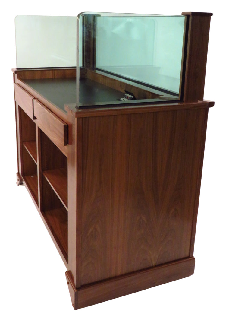 Protector™ Command Center - NIJ3 Bullet Resistant Workstation featuring a rugged, fortified design with reinforced bulletproof panels, providing maximum security and protection. The workstation offers ample storage and workspace, ideal for command centers in high-security environments." AMERICAN MADE