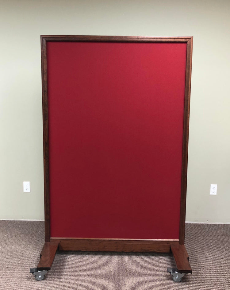 Portable NIJ Level III ballistic panel with a whiteboard, tackable surface, and locking casters for school safety and security.