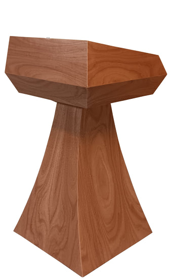 "Elegant Statesman Slim™ Solid Hardwood Lectern featuring a sleek, contemporary design with rich wood grain, offering a professional and sturdy platform for speeches and presentations. American made craftsmanship.