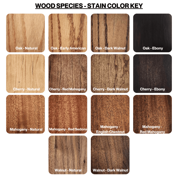 Stain key for exectuive wood lecterns and podiums.