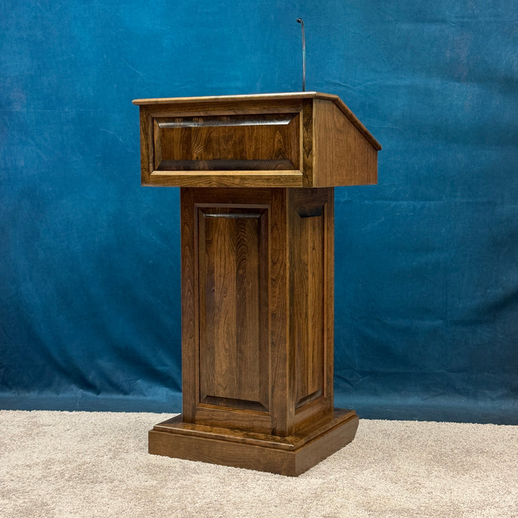 cherry counselor podium with dark walnut stain