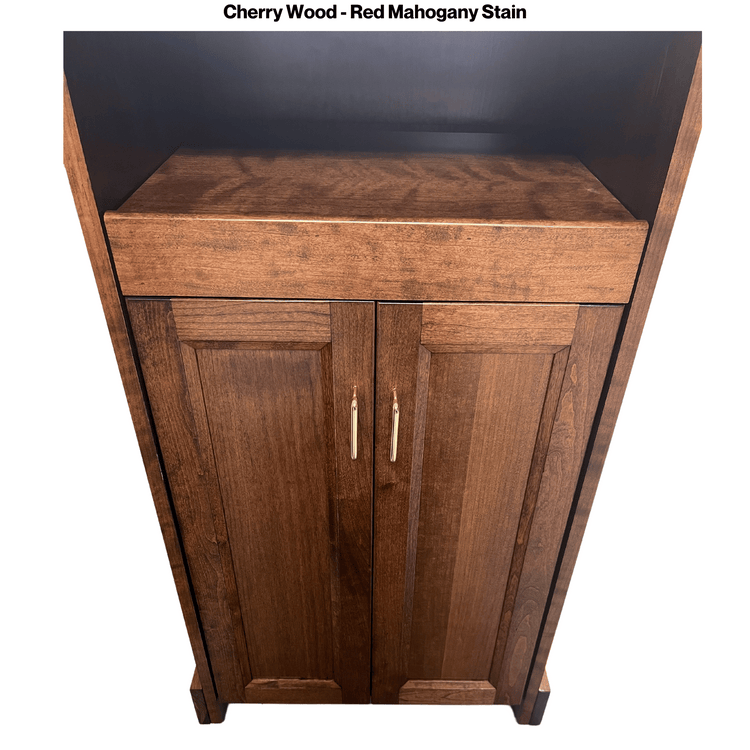 Collegiate™ CPD677 podium, handcrafted from cherry with pullout shelf, wire management, and hidden casters for easy mobility.