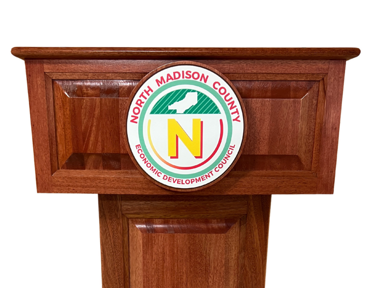 Custom vinyl plaque for lecterns, up to 12 inches, featuring a professional and durable design.