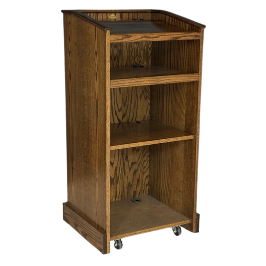 Graduate™ Podium GRAD411 – Solid Wood Lectern with Shelves & Casters