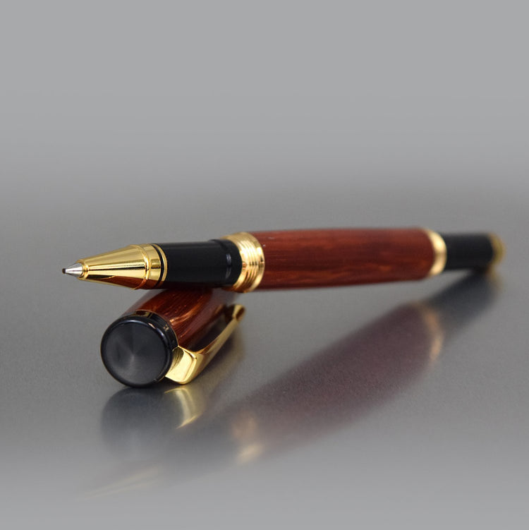 Heirloom-quality Padauk rollerball pen in minimalist design