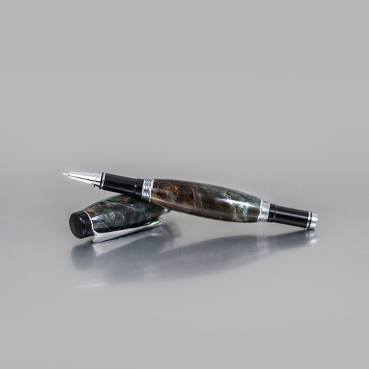 Luxury Buckeye Burl rollerball pen with high-gloss finish