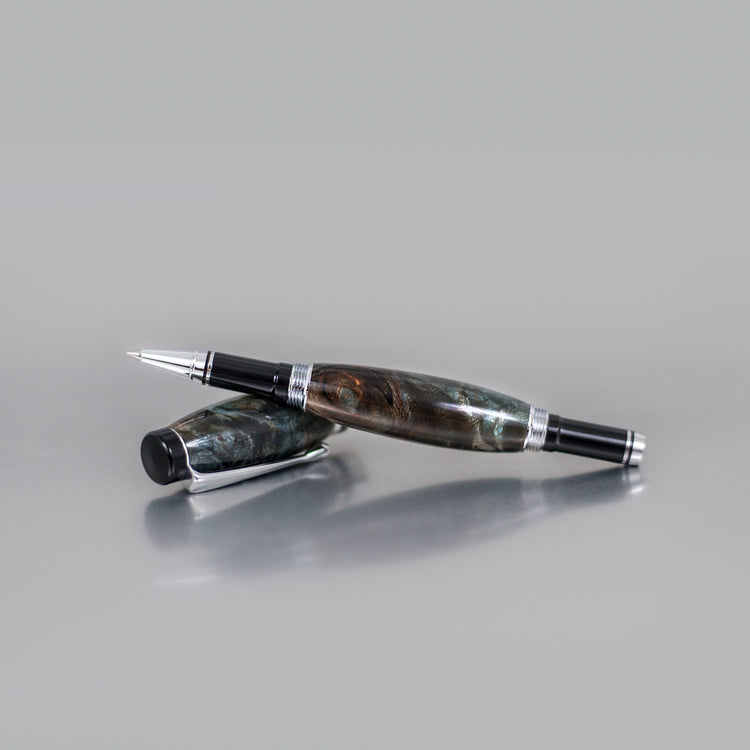 Luxury Buckeye Burl rollerball pen with high-gloss finish