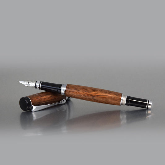 Handcrafted Walnut Executive Fountain Pen with sleek metal body