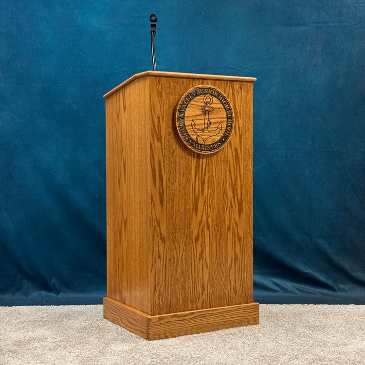 Graduate™ Podium GRAD411 – Solid Oak Wood Lectern with Shelves & Casters