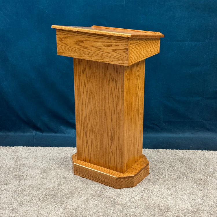 Senator™ Podium – Handcrafted Solid Oak Lectern with Storage & Mobility