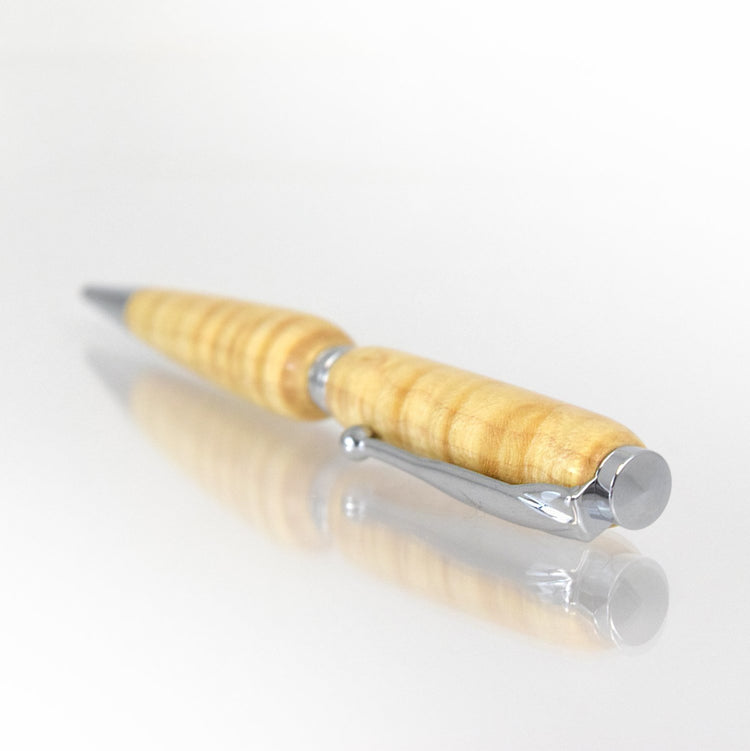 Handcrafted Curly Maple Wood Pen – Refillable Ink