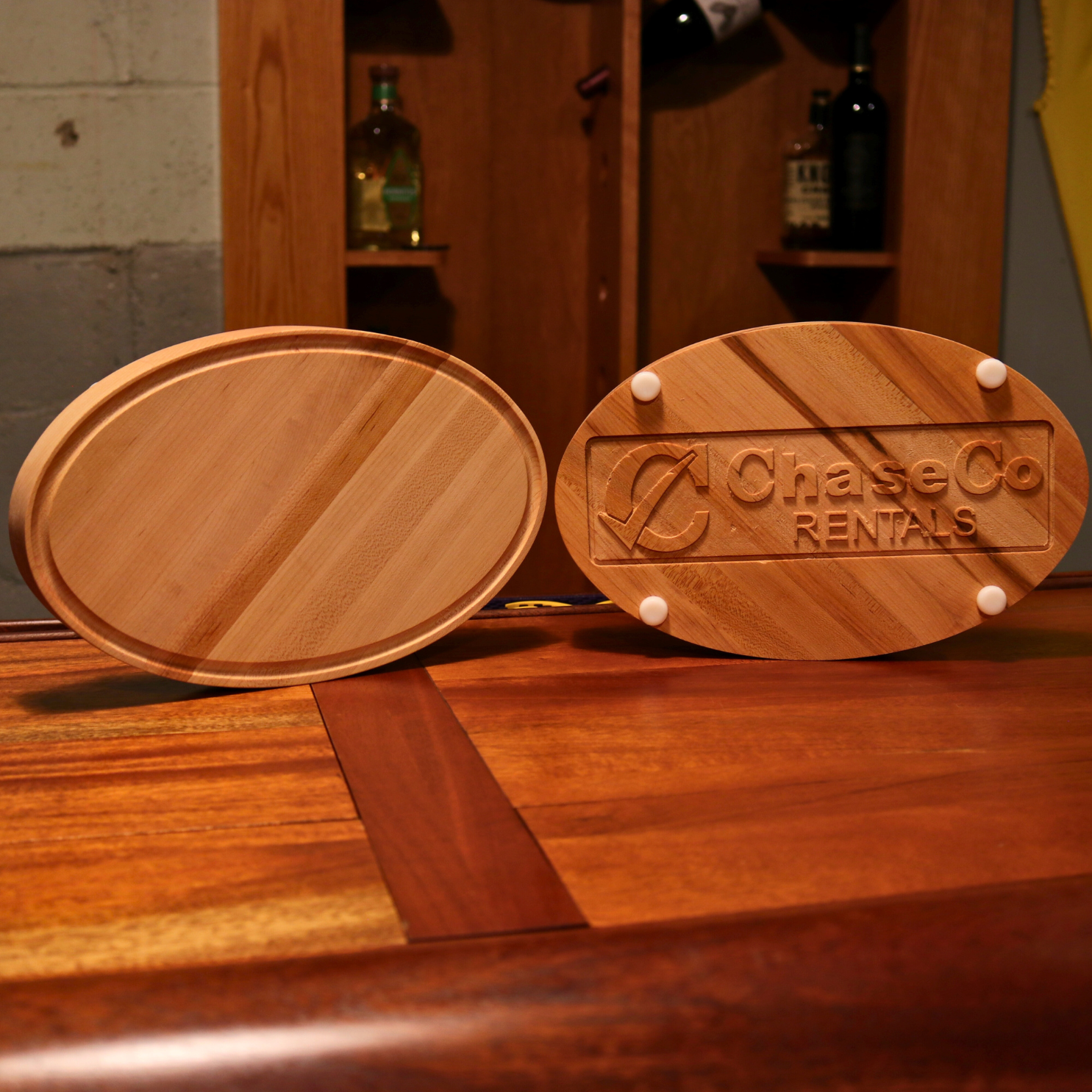 Handcrafted Character Maple cutting board with juice grooves, food-safe finish, and custom engraving options. Made in the USA.