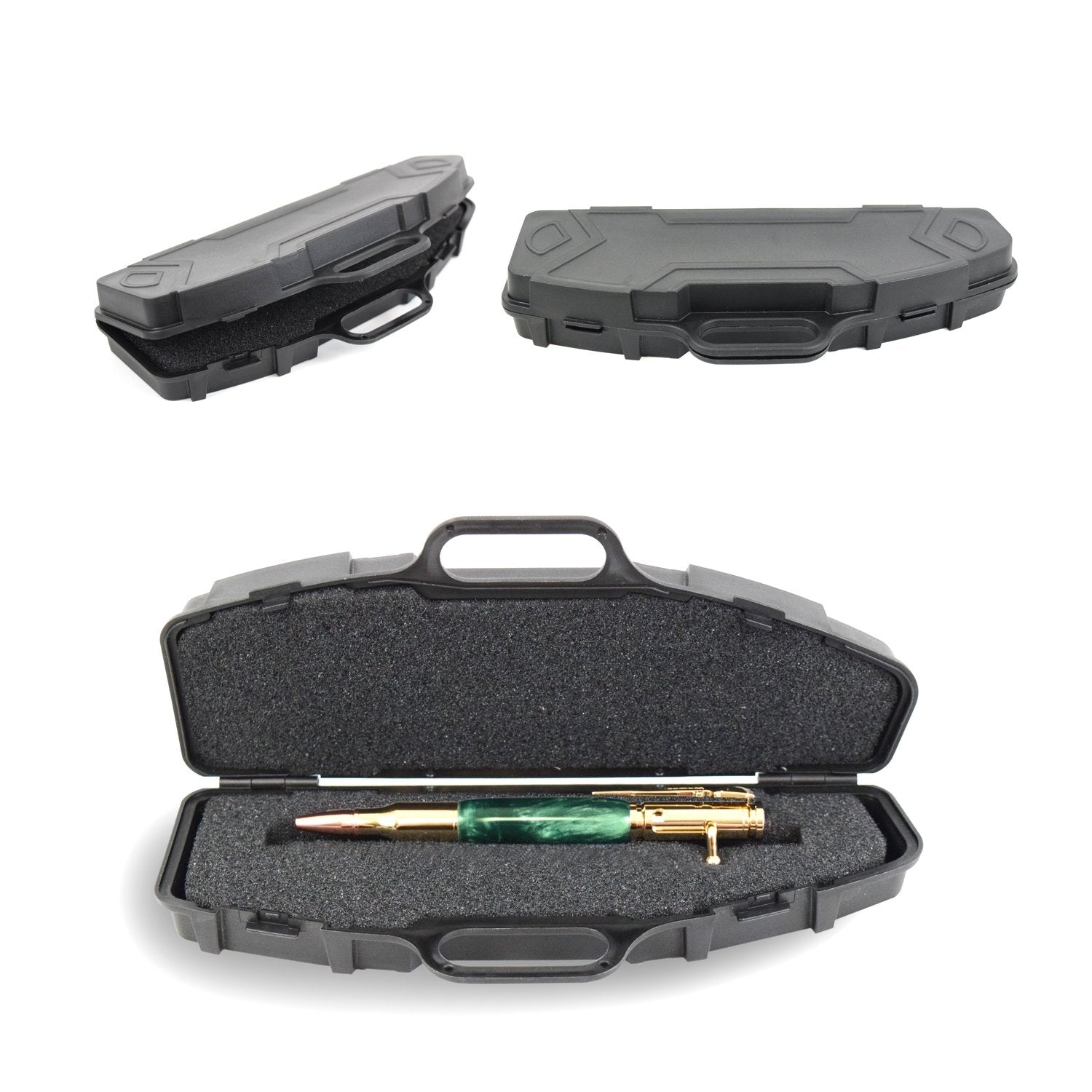 Emerald green acrylic pen with glossy finish, handmade in the USA
