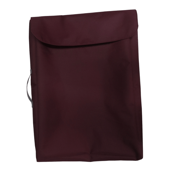 Maroon Hydrotuff fabric cover for portable table.