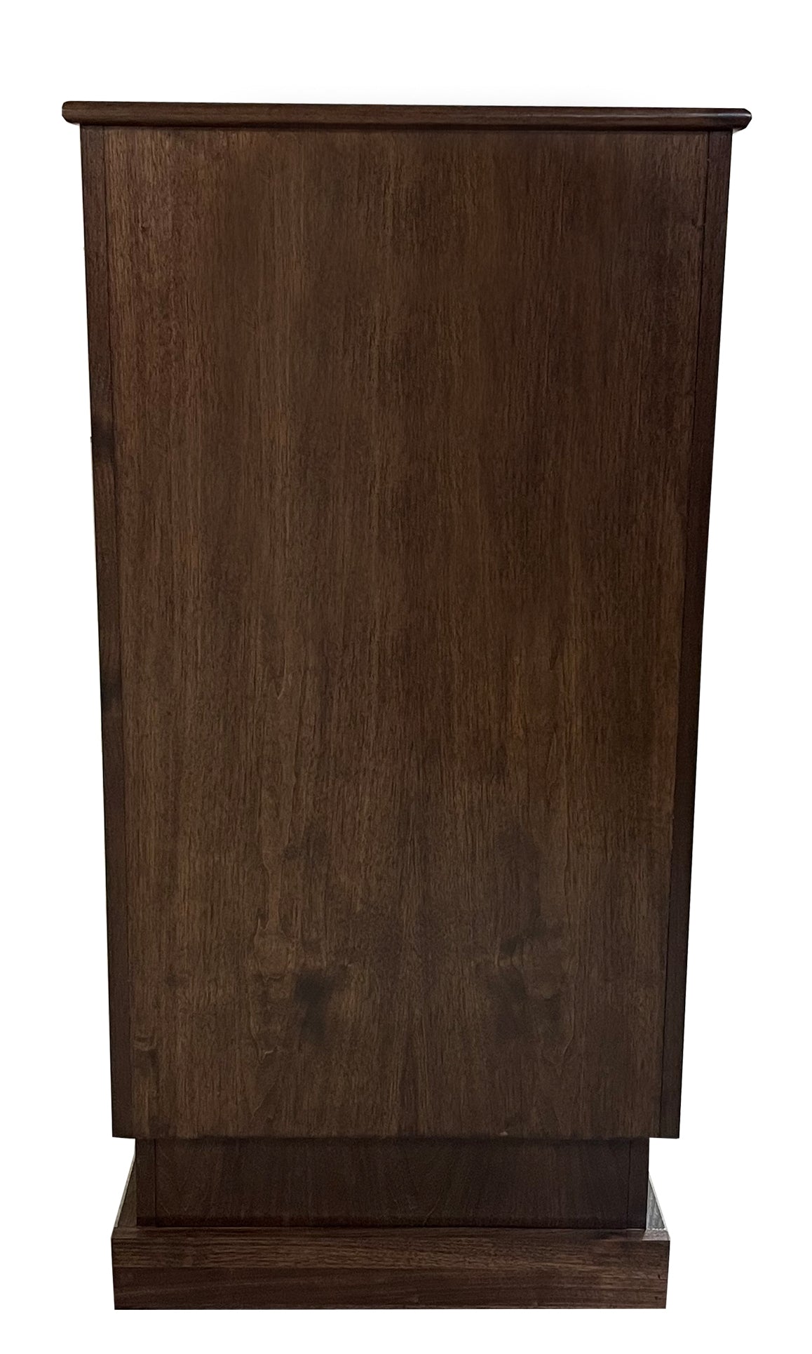 Collegiate™ manual lift podium, made from premium cherry wood with a red mahogany stain, height-adjustable up to 15.5 inches for versatile use.