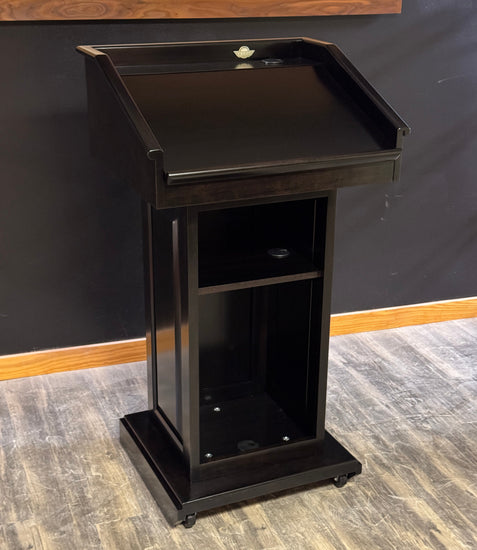 Counselor wood Podium in cherry with ebony stain.