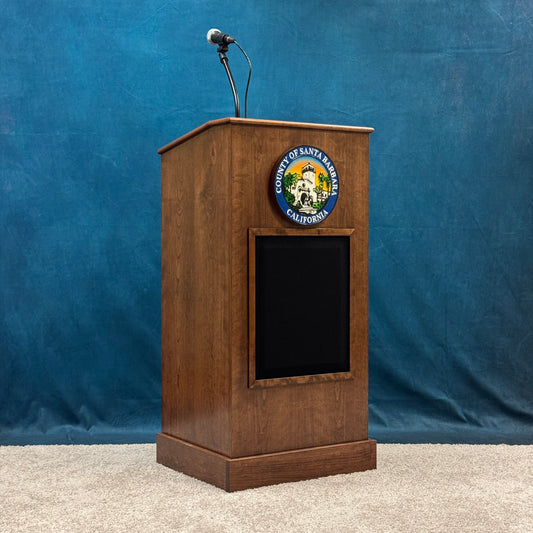 Cherry wood Collegiate podium stained red mahogany