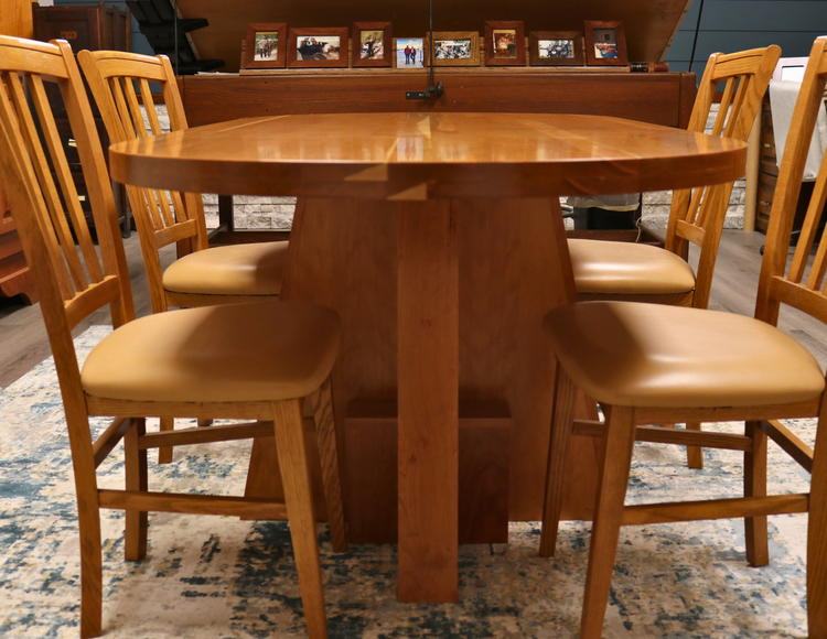 Solid top cherry oval conference table, 72” x 34.5”, handcrafted in the USA for executive offices, boardrooms, and professional spaces.