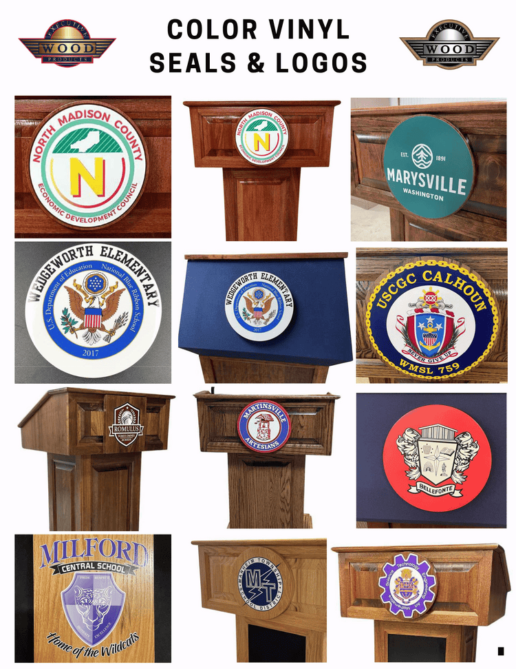 Custom Logo & Seal Options for Lecterns and Podiums