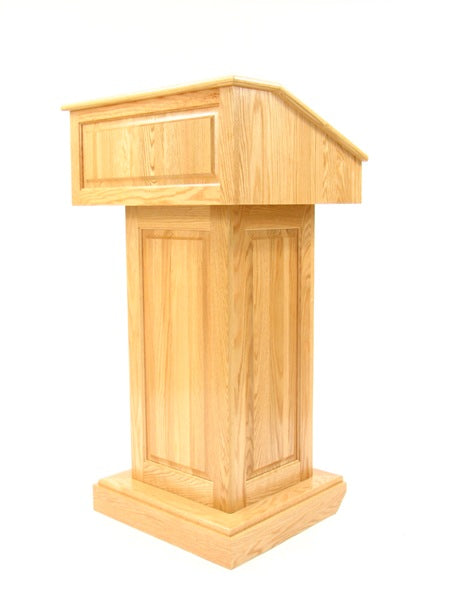 Counselor Swivel™ Podium with 45-degree swivel mechanism, adjustable work surface, and premium hardwood construction.