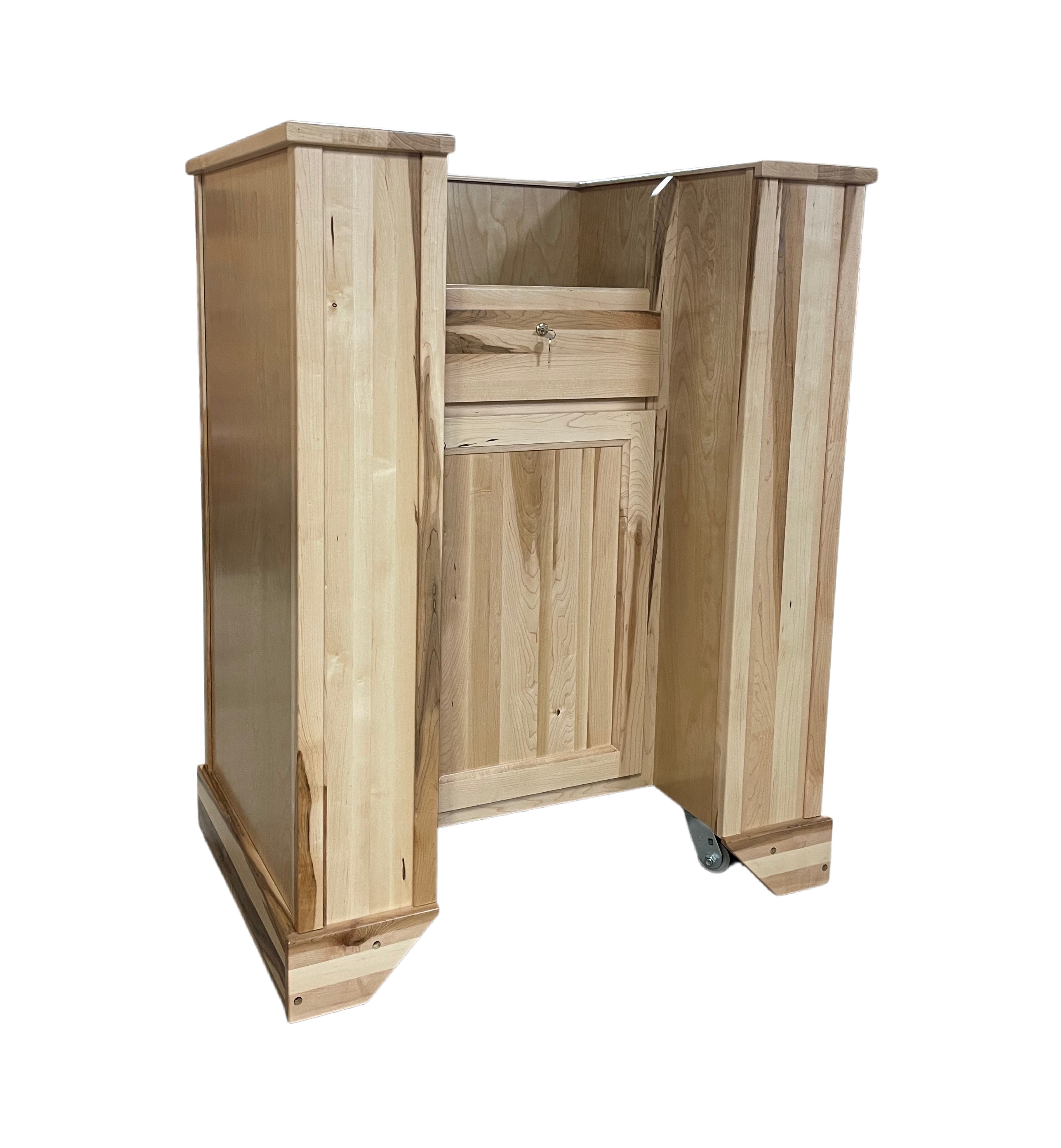 Defender Step-In Workstation with Level III ballistic protection, designed for schools, police stations, and courthouses.
