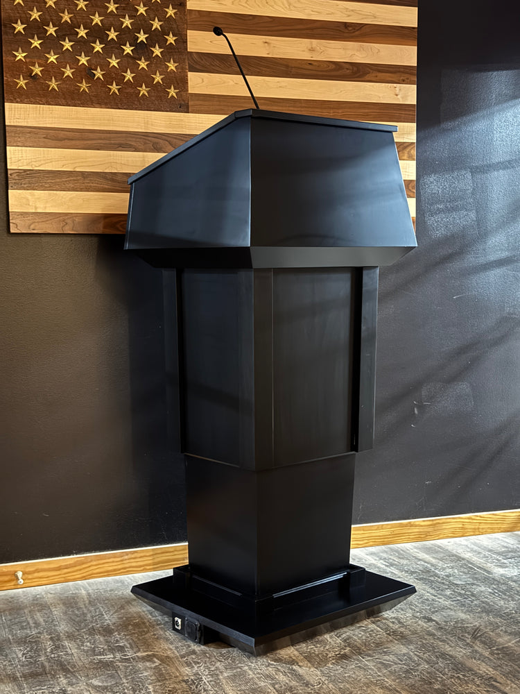 Presidential Lift™ Podium – Height Adjustable Wooden Lectern with Power Lift