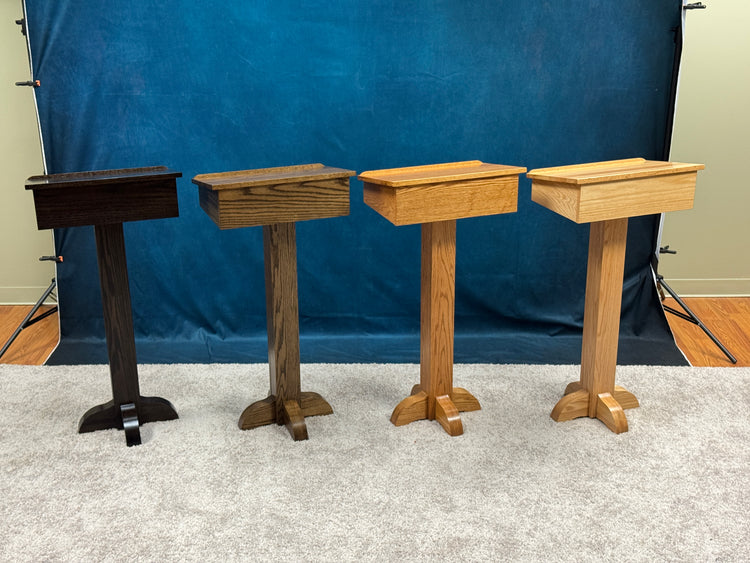 Pedestal Lectern PSS243 - Solid Oak Podium with Clear Natural Finish QUICK SHIP