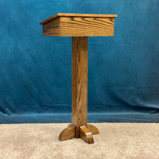 Pedestal Lectern PSS243 - Solid Oak Podium with Dark Walnut Stain QUICK SHIP