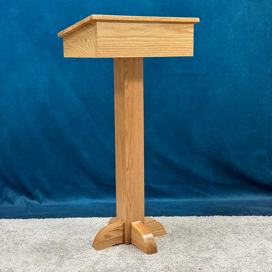 Pedestal Lectern PSS243 - Solid Oak Podium with Clear Natural Finish QUICK SHIP
