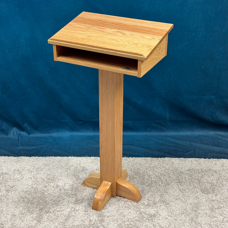 Pedestal Lectern PSS243 - Solid Oak Podium with Clear Natural Finish QUICK SHIP